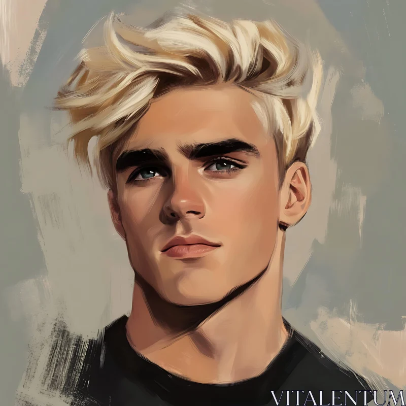 AI ART Blonde Male Model Digital Painting