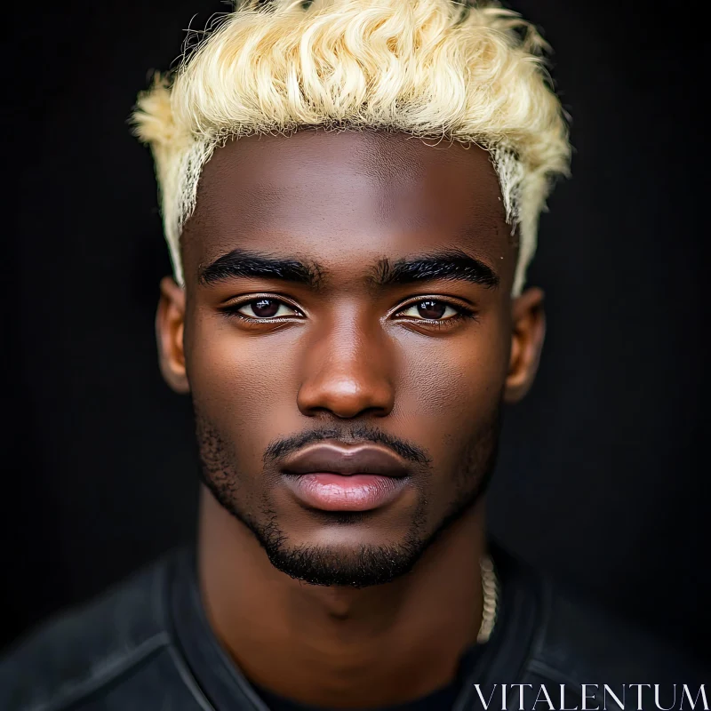 Intense Portrait of a Blonde-Haired Man AI Image