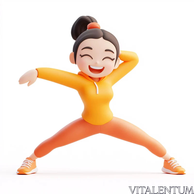 Joyful Cartoon Character in Bright Attire AI Image