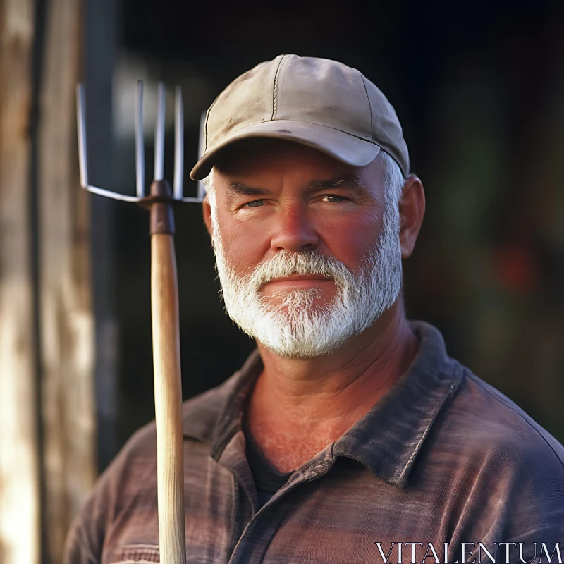 Rural Farmer with White Beard AI Image