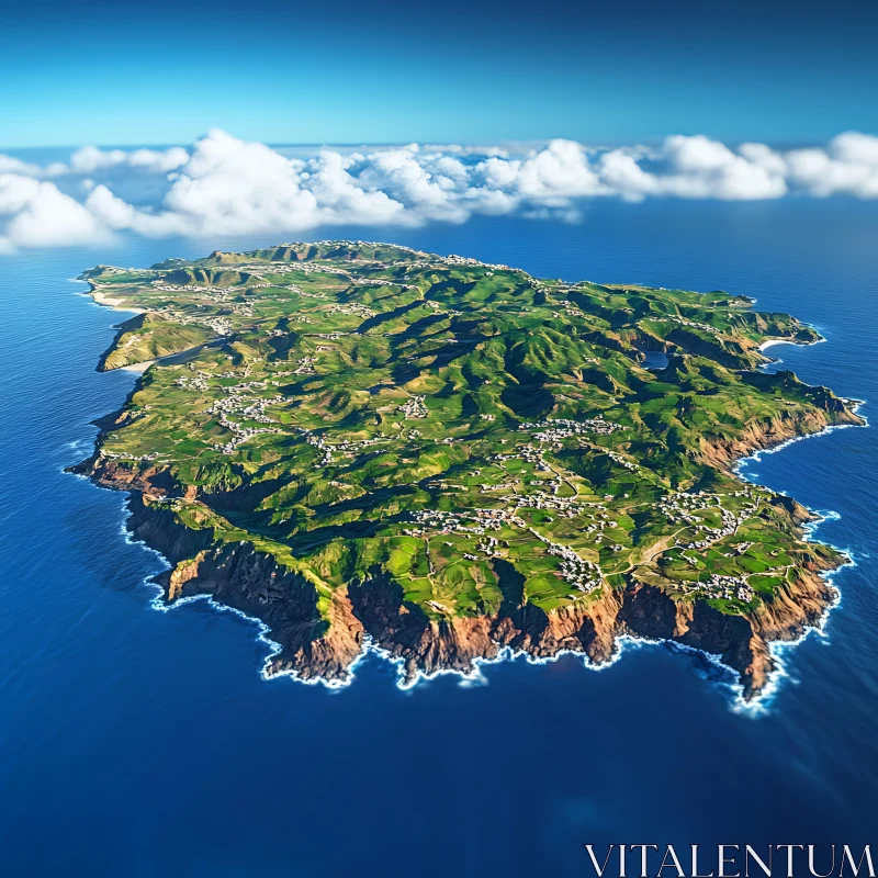 Scenic Aerial View of a Picturesque Island AI Image