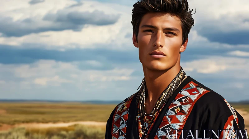 Outdoors Portrait of a Man in Traditional Attire AI Image