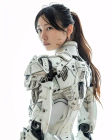 Cybernetic Female in Technological Suit