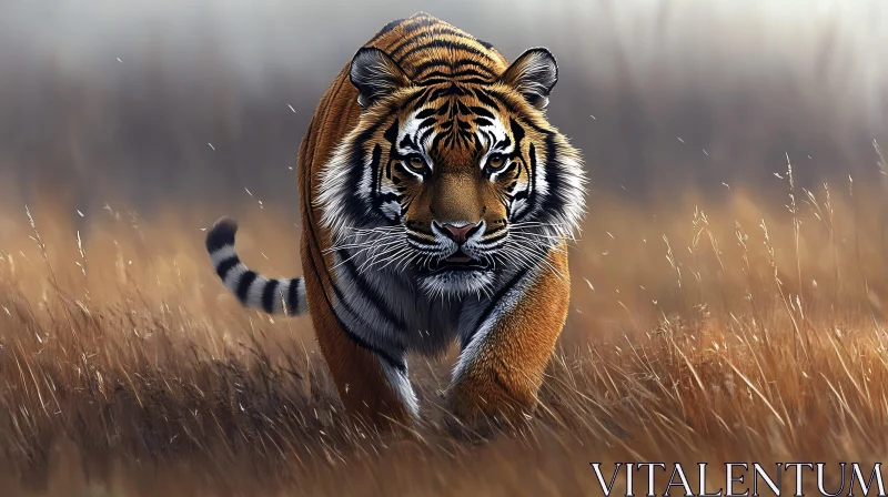 AI ART Tiger in Tall Grass