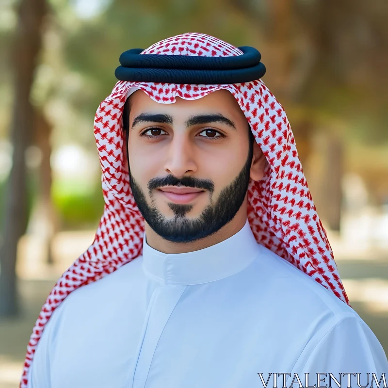 Portrait of a Man in Traditional Keffiyeh AI Image