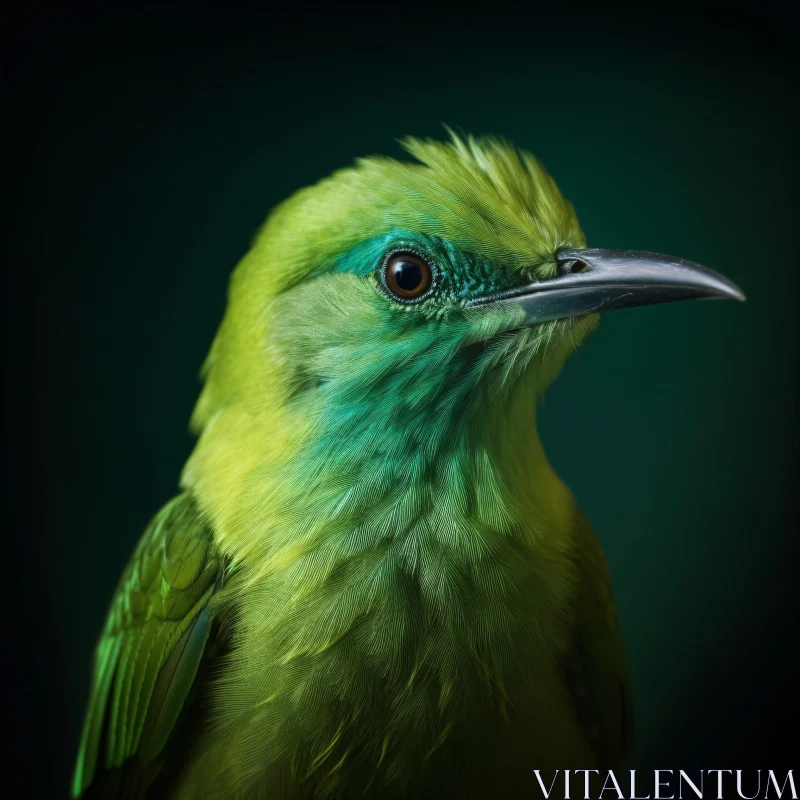 Intricate Green Bird Feathers AI Image