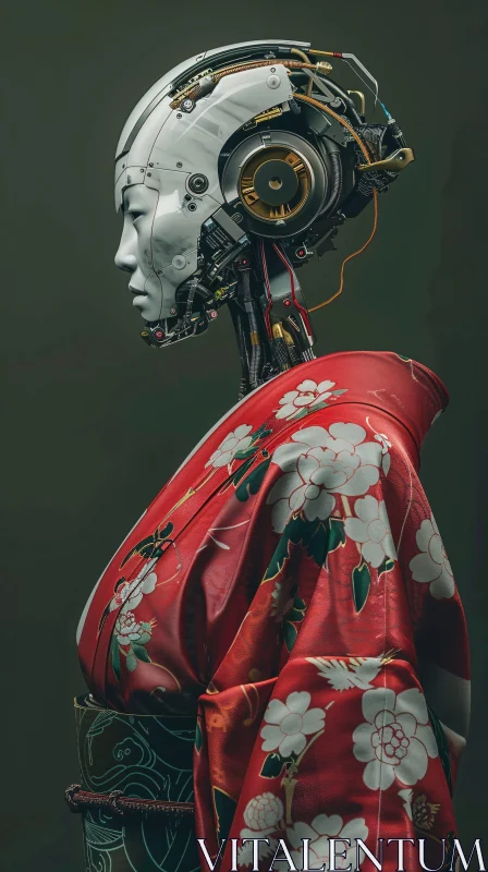 AI ART Humanoid Robot in Vibrant Kimono