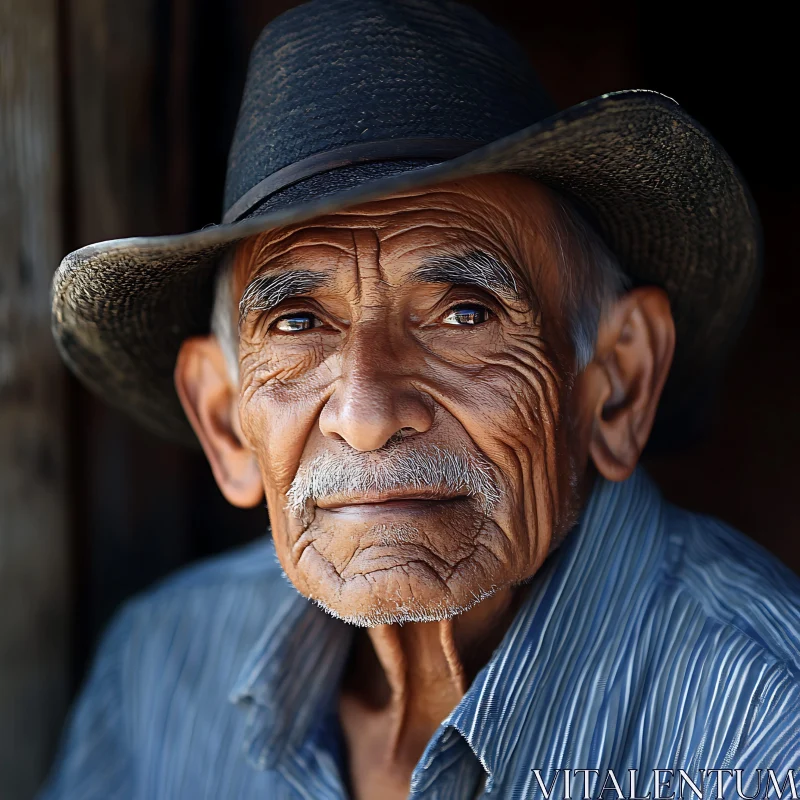 Old Man with Hat Portrait AI Image