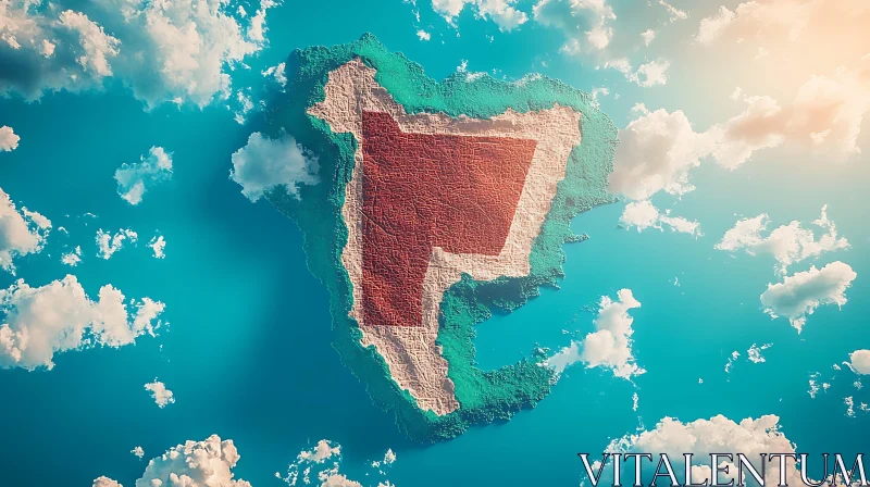 Colorful Island from Above AI Image