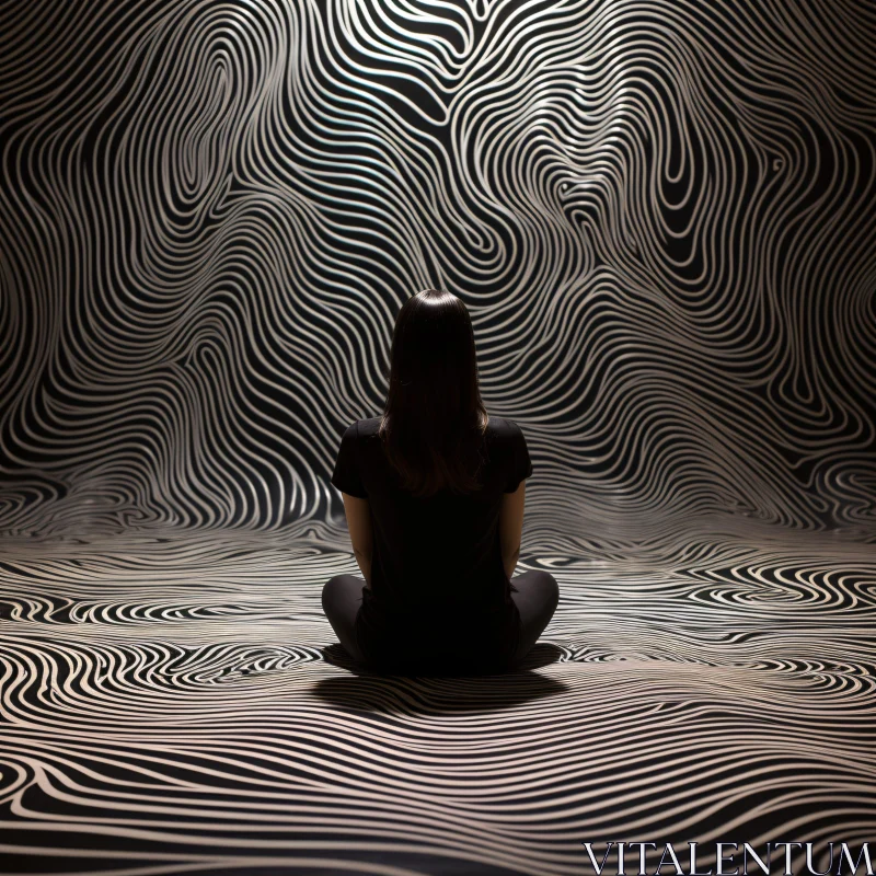 AI ART Meditation in Monochrome Abstract Patterns