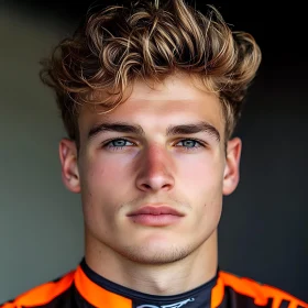 Serious Young Man with Tousled Blonde Hair