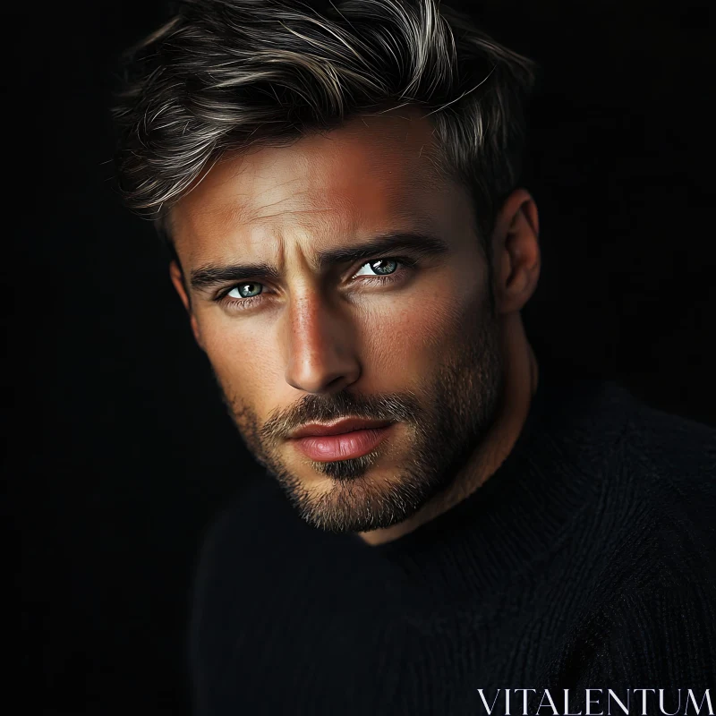 Sharp Male Portrait Against Dark Background