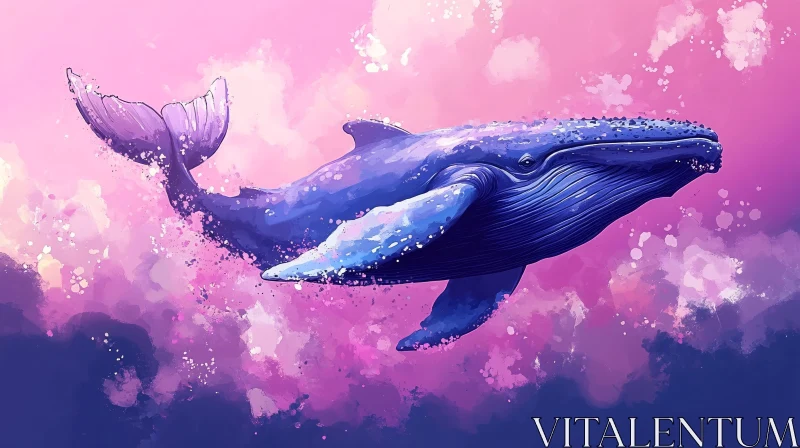 Dreamy Whale in Pink and Blue