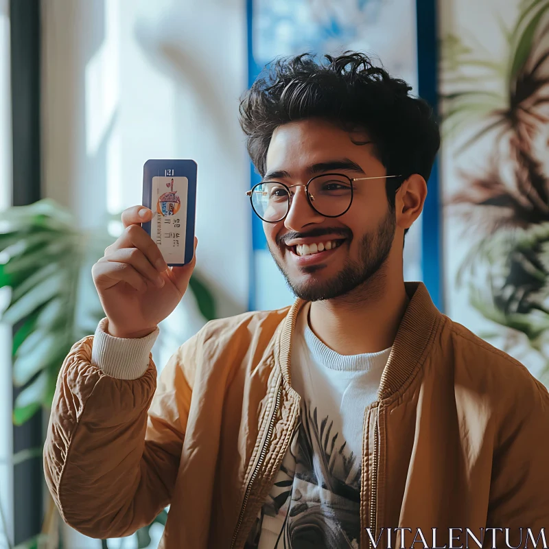 Happy Man with Glasses in Casual Attire