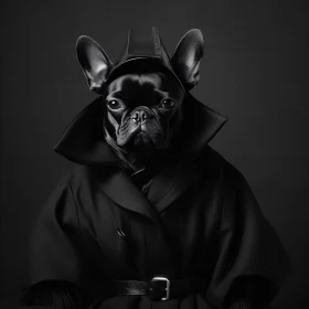 Sophisticated French Bulldog in Black Attire