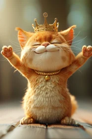 Regal Cat with Crown and Collar
