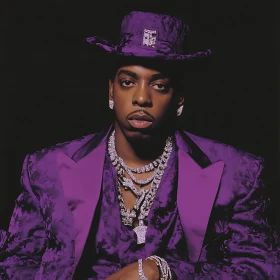 Extravagant Purple Outfit with Diamonds