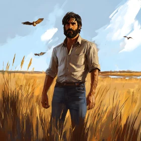 Bearded Man in a Wilderness Setting