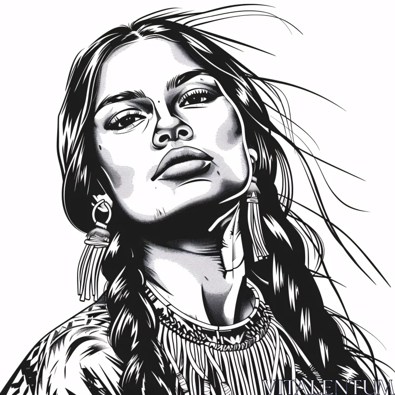Artistic Illustration of Braided Woman