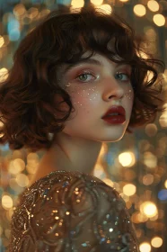 Glamorous Woman Portrait in Glittering Attire