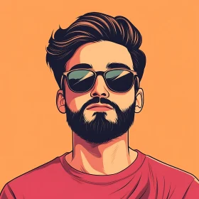 Stylized Artwork of Bearded Man with Sunglasses