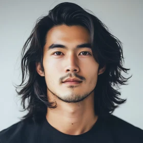 Calm Long-Haired Man Portrait