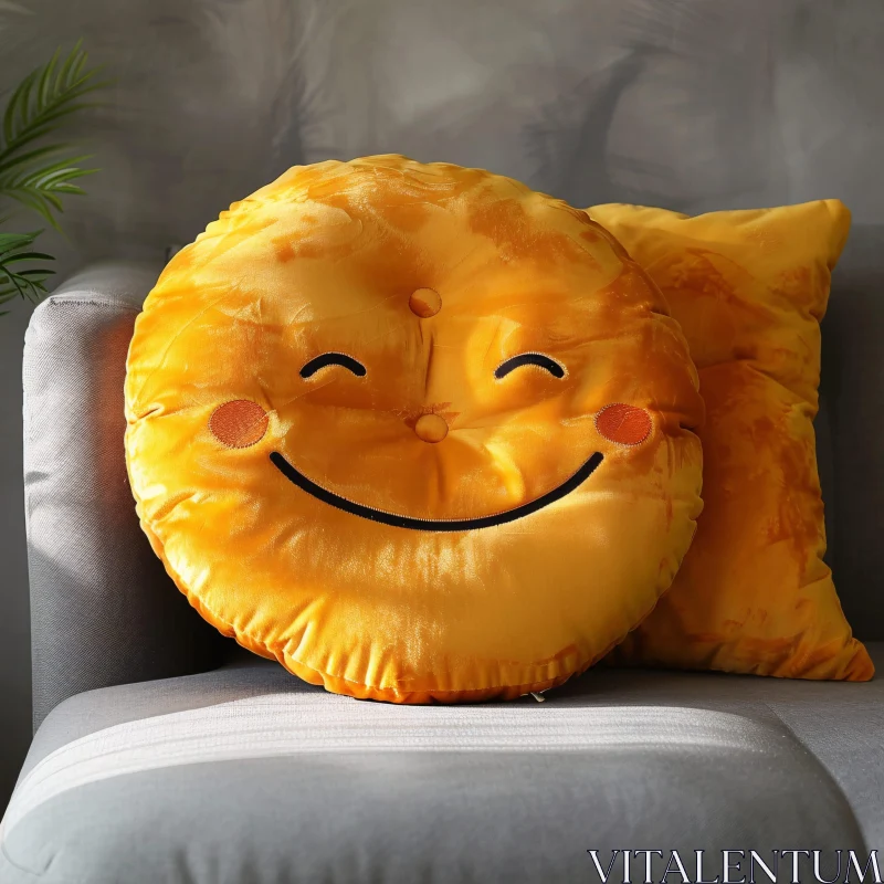 Vibrant Smiley Cushion for Home Interiors AI Image