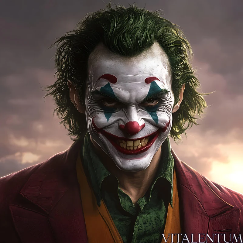 AI ART Sinister Clown Portrait with Creepy Smile