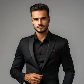 Stylish Man in a Black Suit Portrait