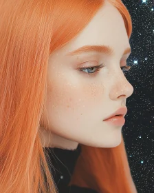 Freckled Redhead with Starry Backdrop