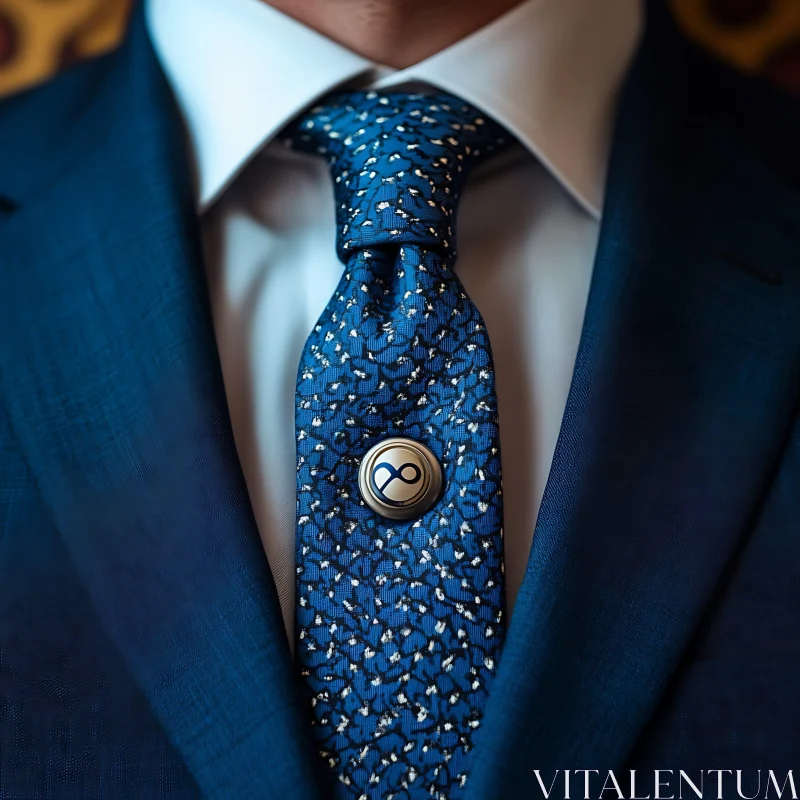 Sophisticated Fashion Statement with Blue Necktie AI Image