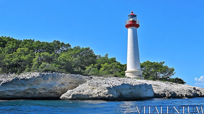 Majestic Lighthouse Overlooking the Sea AI Image