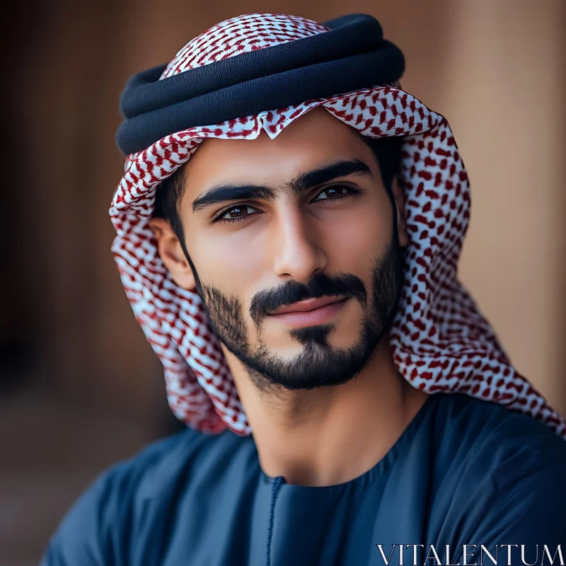 Cultural Fashion: Man in Traditional Shemagh AI Image