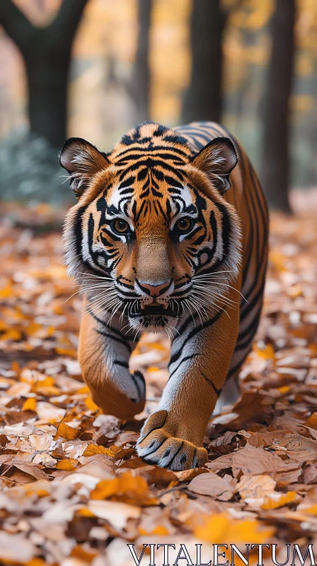 Tiger in Autumn Woods AI Image