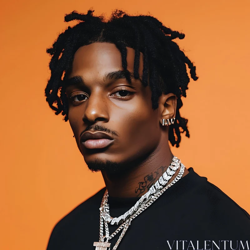 Confident Man with Dreadlocks and Stunning Jewelry AI Image