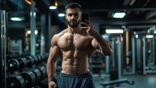 Gym Photo of a Fit Man Flexing Muscles