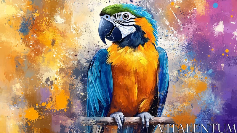 AI ART Colorful Parrot Art on Branch