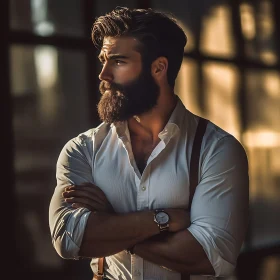 Portrait of a Bearded Man in Classic Attire