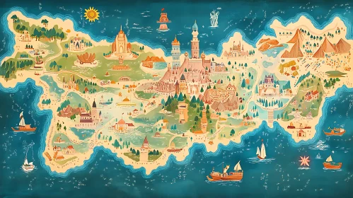 Illustrated Map of Fantasy Island