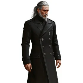 Elderly Gentleman in Double-Breasted Coat