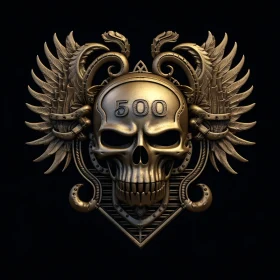 Gothic Winged Skull Emblem