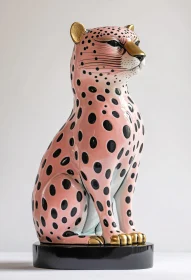 Modern Pink Leopard Art Statue