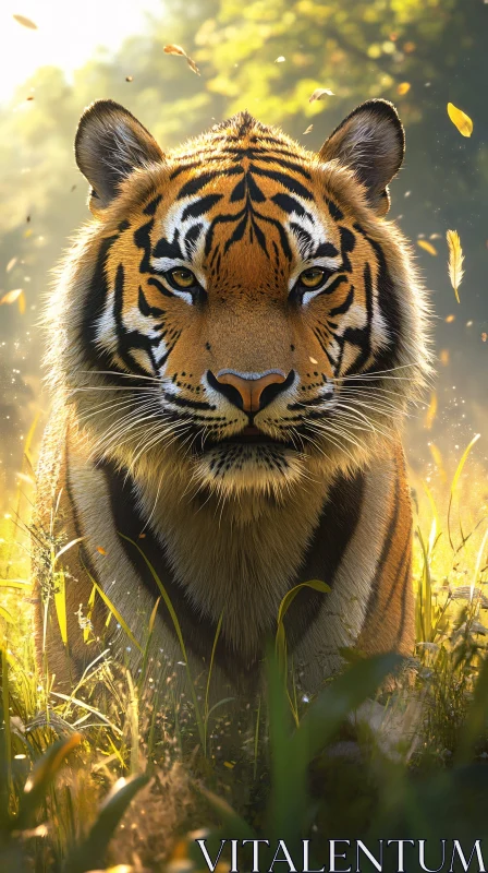 Powerful Jungle Tiger Staring Ahead AI Image