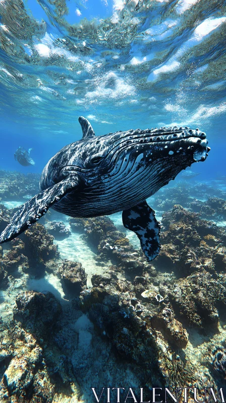 Underwater Scene with Humpback Whale AI Image