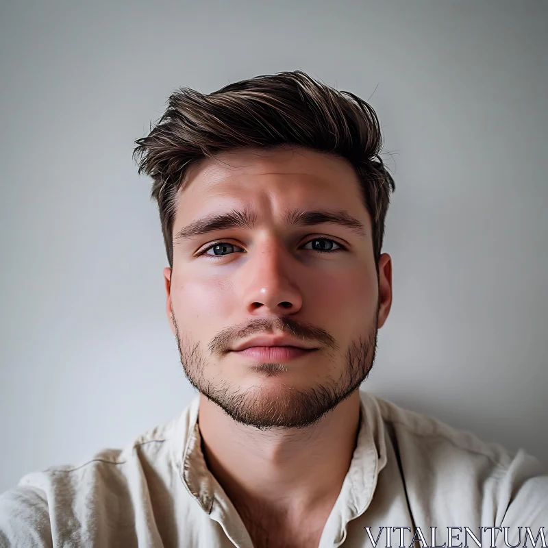 Man with Beard in Close-Up Portrait AI Image