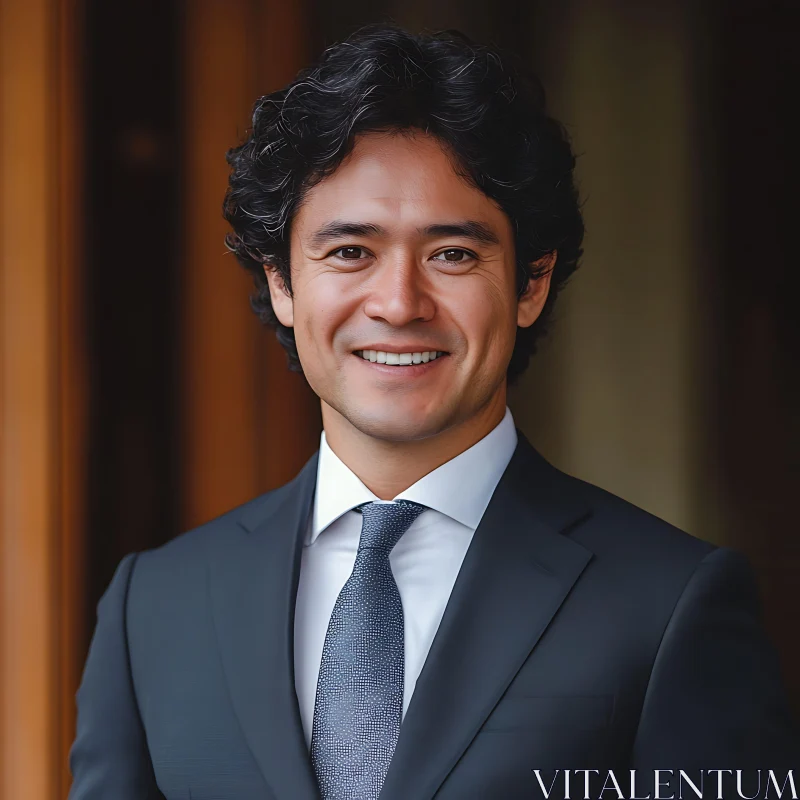 Businessman in Formal Attire Smiling AI Image