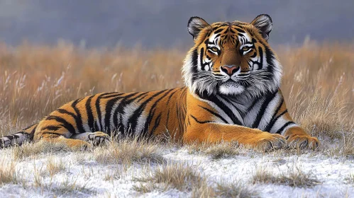 Tiger in Frosty Grass