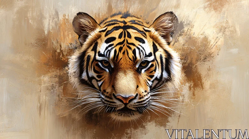 AI ART Tiger Face Artwork in Brushstroke Style