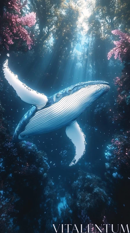 Whale Swim Amongst Corals AI Image