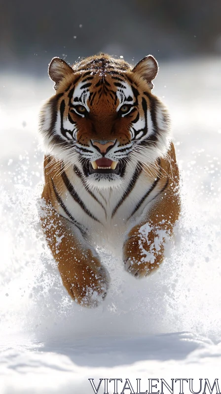 Majestic Tiger in Snow AI Image